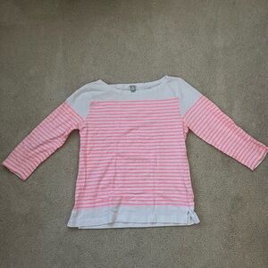 J Crew pink striped boatneck tee   100% cotton